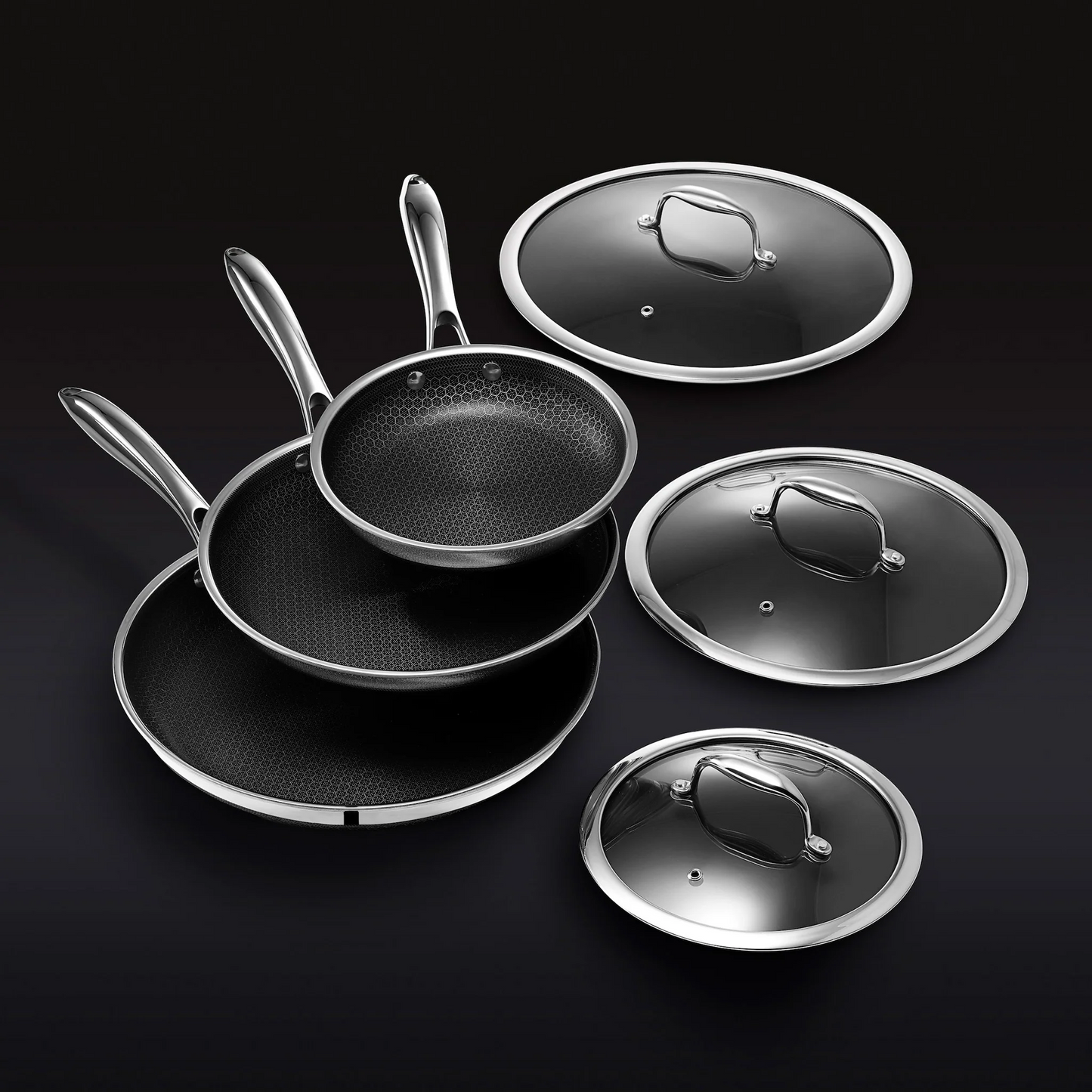 Hybrid Fry Pan Set With Lids, 6-pc
